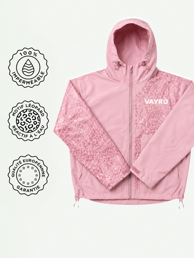 Veste imperméable léopard réactive à l'eau - Rose