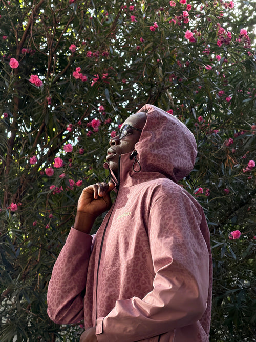 Veste imperméable léopard réactive à l'eau - Rose