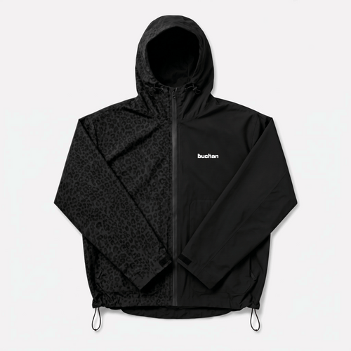 Veste imperméable léopard réactive à l'eau - Noire