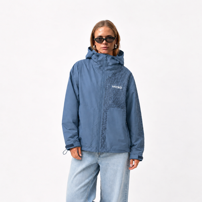 Veste imperméable léopard réactive à l'eau - Bleu