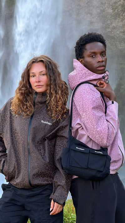 Veste imperméable léopard réactive à l'eau - Marron