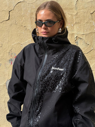 Veste imperméable léopard réactive à l'eau - Noire