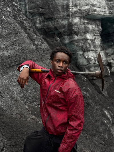 Veste imperméable léopard réactive à l'eau - Rouge