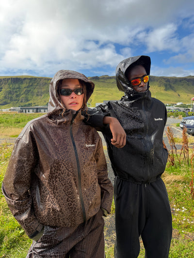 Veste imperméable léopard réactive à l'eau - Noire