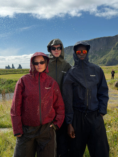 Veste imperméable léopard réactive à l'eau - Rouge