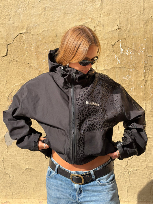 Veste imperméable léopard réactive à l'eau - Noire