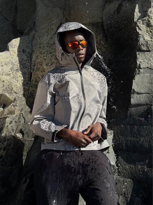 Veste imperméable léopard réactive à l'eau - Gris