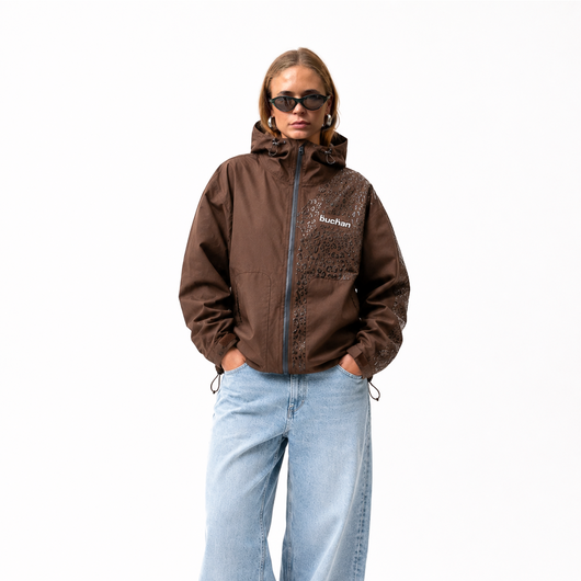 Veste imperméable léopard réactive à l'eau - Marron