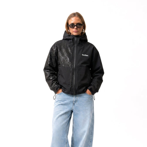Veste imperméable léopard réactive à l'eau - Noire