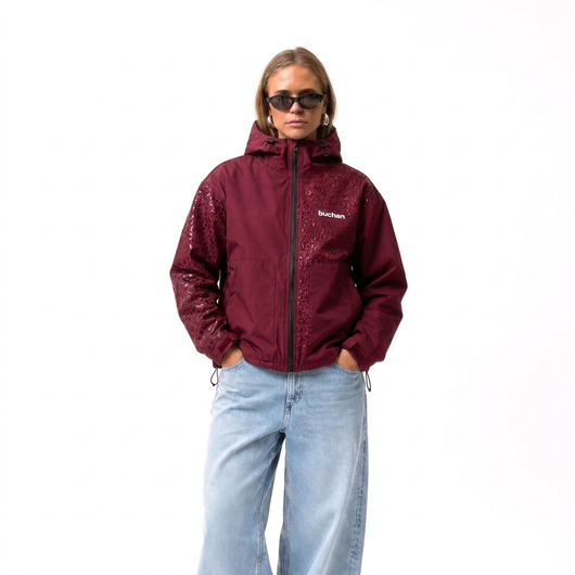 Veste imperméable léopard réactive à l'eau - Rouge