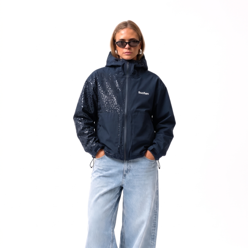 Veste imperméable léopard réactive à l'eau - Bleu Marine