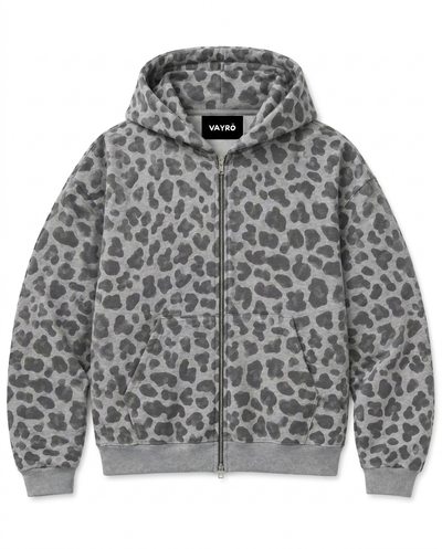 Leopard Zip — Gris clair