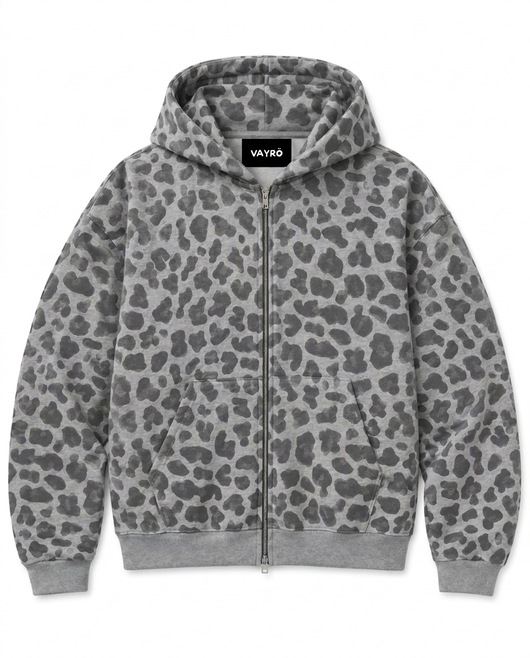 Leopard Zip — Gris clair