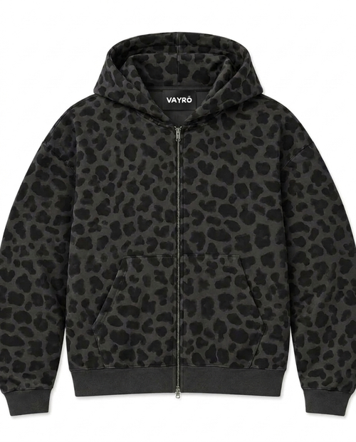 Leopard Zip — Gris foncé