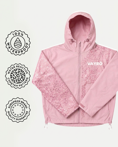 Veste imperméable léopard réactive à l'eau - Rose