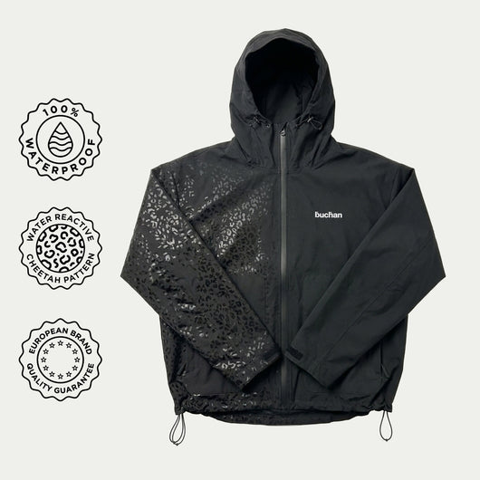 Veste imperméable léopard réactive à l'eau - Noire